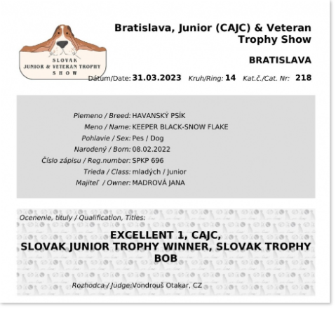 JUNIOR&VETERAN TROPHY SHOW Bratislava